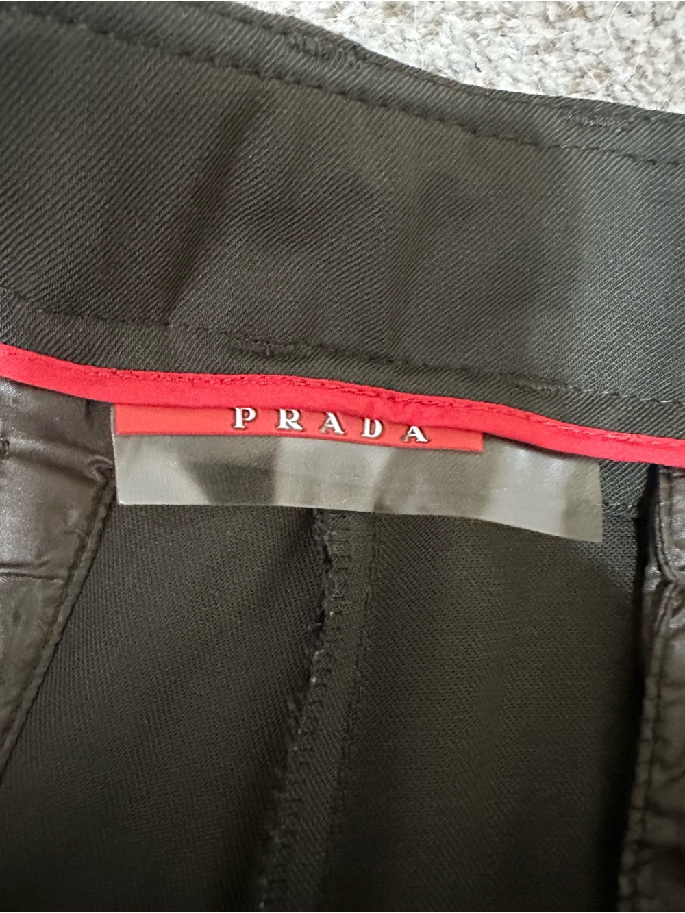 Prada Olive Straight-Leg Trousers with Subtle Belt - Picture 6 of 11